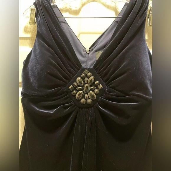 Scarlett Nite Navy Blue Embellished Formal Velvet Dress Size 10 - Picture 2 of 6